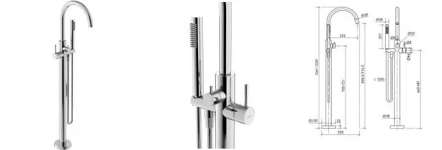 Напольный смеситель для ванны с душем «Sancos» Etna SC9009CH хром Напольный смеситель для ванны с душем «Sancos» Etna SC9009CH хром