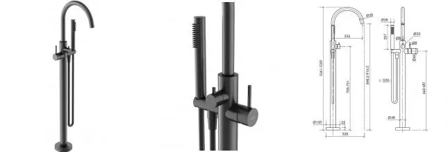 Напольный смеситель для ванны с душем «Sancos» Etna SC9009GG вороненая сталь Напольный смеситель для ванны с душем «Sancos» Etna SC9009GG вороненая сталь