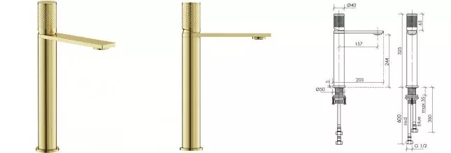 Смеситель для раковины «Sancos» Nexus SC9012BG брашированное золото