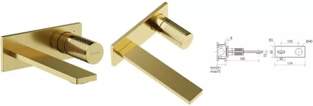 Смеситель для раковины «Sancos» Nexus SC9013BG брашированное золото