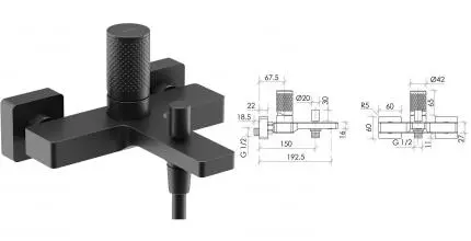 Смеситель для ванны с душем «Sancos» Nexus SC9014MB чёрный матовый