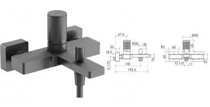 Смеситель для ванны с душем «Sancos» Nexus SC9014GG вороненая сталь