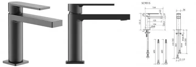 Смеситель для раковины «Sancos» Studio SC9015GG вороненая сталь Смеситель для раковины «Sancos» Studio SC9015GG вороненая сталь
