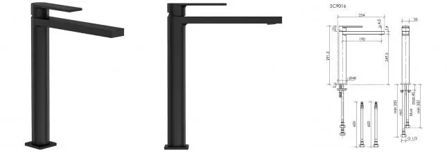 Смеситель для раковины «Sancos» Studio SC9016MB чёрный матовый