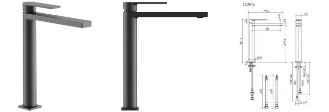 Смеситель для раковины «Sancos» Studio SC9016GG вороненая сталь