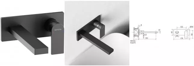 Смеситель для раковины «Sancos» Studio SC9017MB чёрный матовый