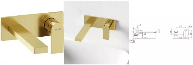 Смеситель для раковины «Sancos» Studio SC9017BG брашированное золото Смеситель для раковины «Sancos» Studio SC9017BG брашированное золото