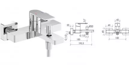 Смеситель для ванны с душем «Sancos» Studio SC9018CH хром