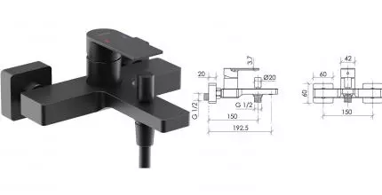 Смеситель для ванны с душем «Sancos» Studio SC9018MB чёрный матовый