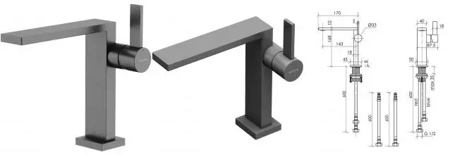 Смеситель для раковины «Sancos» Linn SC9019GG вороненая сталь