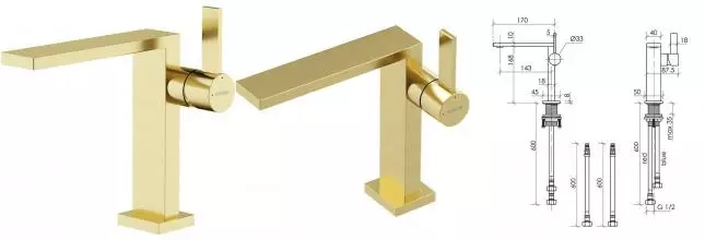 Смеситель для раковины «Sancos» Linn SC9019BG брашированное золото