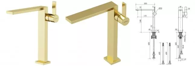 Смеситель для раковины «Sancos» Linn SC9020BG брашированное золото