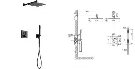 Душевая система «Sancos» Linn SC9022MB с термостатом чёрная матовая
