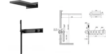 Душевая система «Sancos» Linn SC9023MB с термостатом чёрная матовая