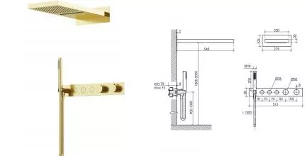 Душевая система «Sancos» Linn SC9023BG с термостатом брашированное золото Душевая система «Sancos» Linn SC9023BG с термостатом брашированное золото