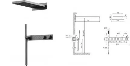 Душевая система «Sancos» Linn SC9023GG с термостатом вороненая сталь