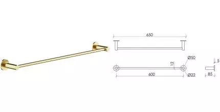 Полотенцедержатель «Sancos» Base SC9024BG на стену брашированное золото Полотенцедержатель «Sancos» Base SC9024BG на стену брашированное золото