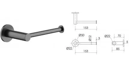 Держатель для туалетной бумаги «Sancos» Base SC9026GG на стену вороненая сталь