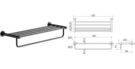 Полотенцедержатель с полкой «Sancos» Base SC9028MB на стену чёрная матовая Полотенцедержатель с полкой «Sancos» Base SC9028MB на стену чёрная матовая