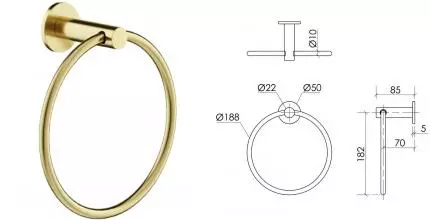 Полотенцедержатель «Sancos» Base SC9029BG на стену брашированное золото Полотенцедержатель «Sancos» Base SC9029BG на стену брашированное золото