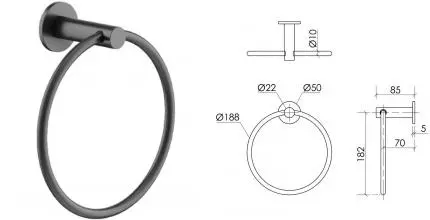 Полотенцедержатель «Sancos» Base SC9029GG на стену вороненая сталь
