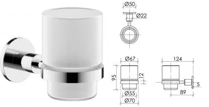 Стакан для зубных щёток «Sancos» Base SC9030CH на стену хром