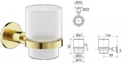 Стакан для зубных щёток «Sancos» Base SC9030BG на стену брашированное золото Стакан для зубных щёток «Sancos» Base SC9030BG на стену брашированное золото