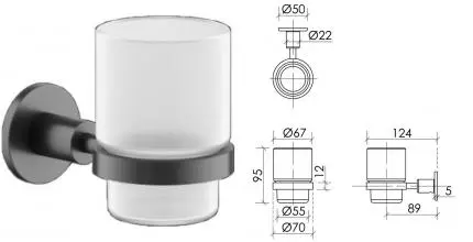 Стакан для зубных щёток «Sancos» Base SC9030GG на стену вороненая сталь