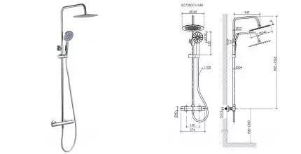 Душевая система «Sancos» Kanedo SC7200CH с термостатом хром