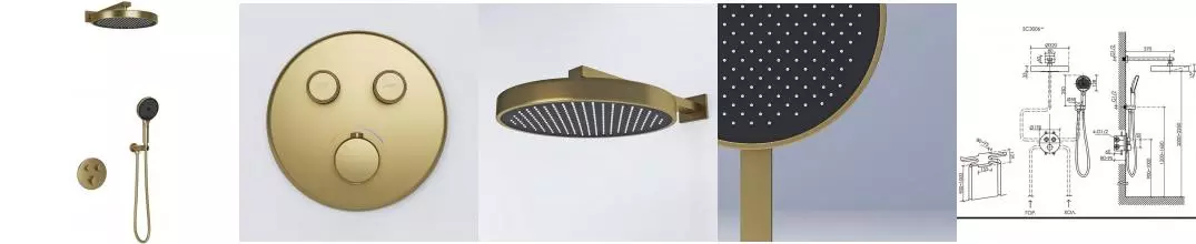 Душевая система «Sancos» Space SC3006BG с термостатом брашированное золото Душевая система «Sancos» Space SC3006BG с термостатом брашированное золото