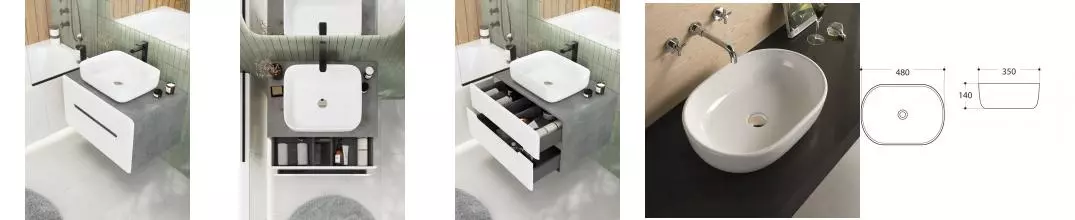 Тумба с раковиной «Art&Max» Genova 80 (AM-5006-X 48/35) подвесная Бетон лофт натуральный