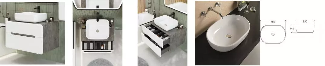 Тумба с раковиной «Art&Max» Genova 80 (AM-5006-X 48/35) подвесная Бетон бромо
