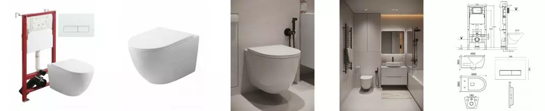 Комплект инсталляция с унитазом, крышкой и кнопкой смыва «Agger» ATI07150+APB288 безободковый белый