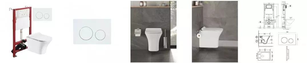 Комплект инсталляция с унитазом, крышкой и кнопкой смыва «Orange» CI02-100W+APB188 безободковый белый Комплект инсталляция с унитазом, крышкой и кнопкой смыва «Orange» CI02-100W+APB188 безободковый белый