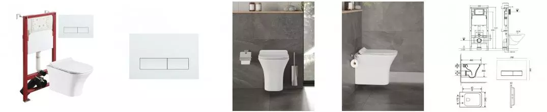 Комплект инсталляция с унитазом, крышкой и кнопкой смыва «Orange» CI02-100W+APB288 безободковый белый Комплект инсталляция с унитазом, крышкой и кнопкой смыва «Orange» CI02-100W+APB288 безободковый белый