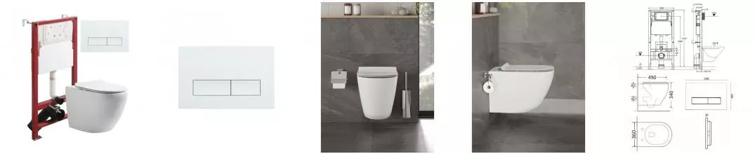 Комплект инсталляция с унитазом, крышкой и кнопкой смыва «Orange» CI07-100W+APB288 безободковый белый Комплект инсталляция с унитазом, крышкой и кнопкой смыва «Orange» CI07-100W+APB288 безободковый белый