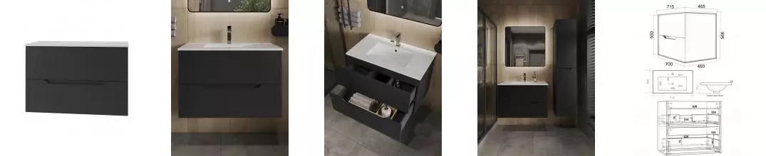 Orange Line Li-70Tub+Ra Тумба подвесная с раковиной, чёрный матовый Li-70Tub+Ra · Orange, Li-70Tub+Ra Orange Line Li-70Tub+Ra Тумба подвесная с раковиной, чёрный матовый Li-70Tub+Ra · Orange, Li-70Tub+Ra