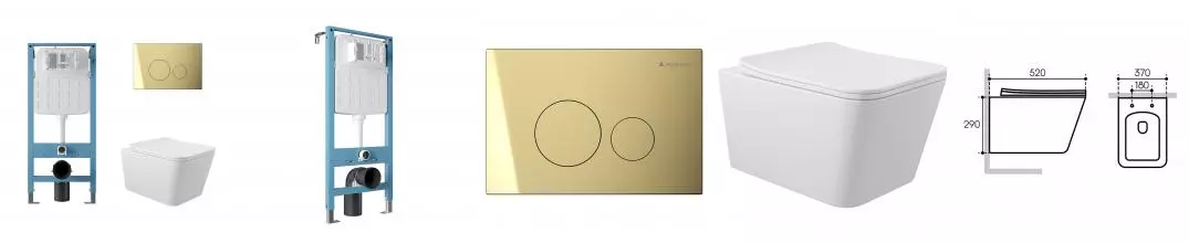 Комплект инсталляция с унитазом, крышкой и кнопкой смыва «Aqueduto» Macio AQDS234 безободковый белый Комплект инсталляция с унитазом, крышкой и кнопкой смыва «Aqueduto» Macio AQDS234 безободковый белый