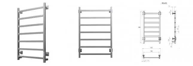 Электрический полотенцесушитель «Aringa» Порто 50/80 AR03041CHM матовый хром правый