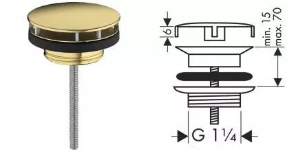 HG Слив для раковины, незапираемый, полир. золото 50001990 · Hansgrohe, 50001990