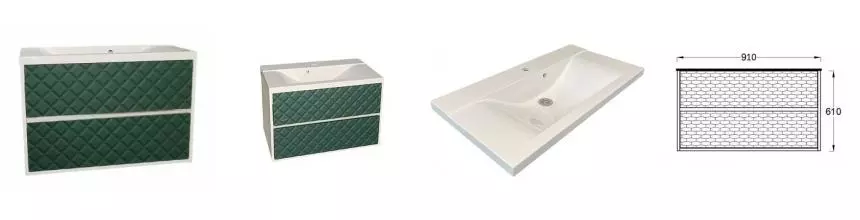 Тумба с раковиной «Bettoserb» Variant 90 (Grand 90) подвесная зелёная/белая Тумба с раковиной «Bettoserb» Variant 90 (Grand 90) подвесная зелёная/белая