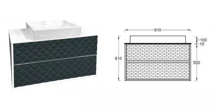 Тумба с раковиной «Bettoserb» Variant 90 (Compact 50) подвесная зелёная/белая Тумба с раковиной «Bettoserb» Variant 90 (Compact 50) подвесная зелёная/белая