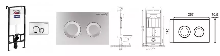 Инсталляция для унитаза с кнопкой «Bettoserb» Sava Slim Superior SES40006468 клавиша смыва Cool хром матовый Инсталляция для унитаза с кнопкой «Bettoserb» Sava Slim Superior SES40006468 клавиша смыва Cool хром матовый