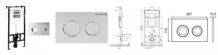 Инсталляция для унитаза с кнопкой «Bettoserb» Sava Slim Superior SES40006469 клавиша смыва Cool хром глянец Инсталляция для унитаза с кнопкой «Bettoserb» Sava Slim Superior SES40006469 клавиша смыва Cool хром глянец
