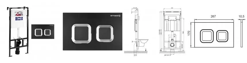 Инсталляция для унитаза с кнопкой «Bettoserb» Sava Slim Superior SES40006487 клавиша смыва Smart чёрная матовая/хром глянец Инсталляция для унитаза с кнопкой «Bettoserb» Sava Slim Superior SES40006487 клавиша смыва Smart чёрная матовая/хром глянец