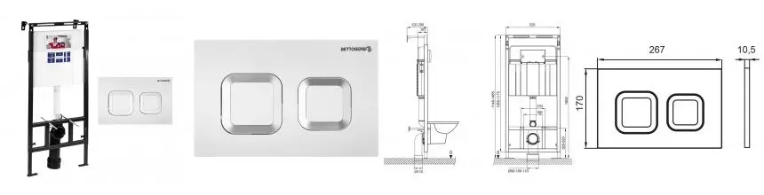 Инсталляция для унитаза с кнопкой «Bettoserb» Sava Slim Superior SES40006488G клавиша смыва Smart белая глянцевая/хром глянец Инсталляция для унитаза с кнопкой «Bettoserb» Sava Slim Superior SES40006488G клавиша смыва Smart белая глянцевая/хром глянец