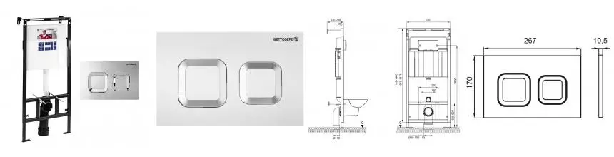Инсталляция для унитаза с кнопкой «Bettoserb» Sava Slim Superior SES40006473 клавиша смыва Smart хром глянец Инсталляция для унитаза с кнопкой «Bettoserb» Sava Slim Superior SES40006473 клавиша смыва Smart хром глянец