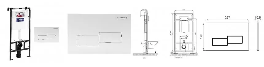 Инсталляция для унитаза с кнопкой «Bettoserb» Sava Fix Slim SET40006486G клавиша смыва Bricks белая глянцевая Инсталляция для унитаза с кнопкой «Bettoserb» Sava Fix Slim SET40006486G клавиша смыва Bricks белая глянцевая