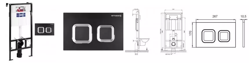 Инсталляция для унитаза с кнопкой «Bettoserb» Sava Fix Slim SET40006487 клавиша смыва Smart чёрная матовая/хром глянец Инсталляция для унитаза с кнопкой «Bettoserb» Sava Fix Slim SET40006487 клавиша смыва Smart чёрная матовая/хром глянец