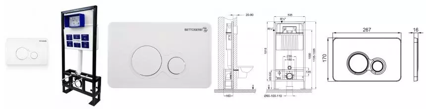 Инсталляция для унитаза с кнопкой «Bettoserb» Sava Free Standing SFS40006457 клавиша смыва Twin белая глянцевая Инсталляция для унитаза с кнопкой «Bettoserb» Sava Free Standing SFS40006457 клавиша смыва Twin белая глянцевая